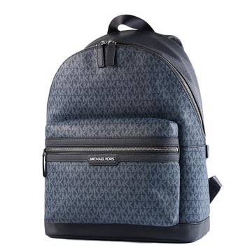 MICHAEL KORS 男款 COOPER 緹花LOGO防刮拉鍊後背包-藍色