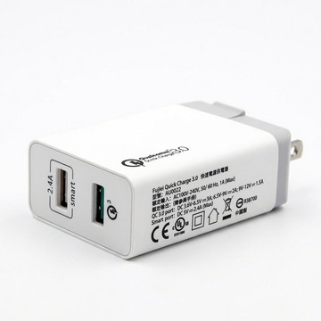 FUJIEI 原價599,狂降150,高通認證QC3.0  2Port USB快速電源充電器 5.4A