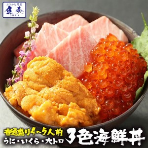 超豪華 高級 海の幸 3色丼セット うに いくら 大トロ 4人～5人前 送料無料 手巻き寿司 ギフト 在宅