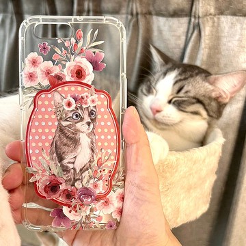 粉紅貓貓 花草小動物系列 支援各品牌手機殼CSAU01