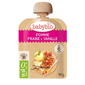 法國Babybio 生機蘋果草莓纖果泥90g★衛立兒生活館★