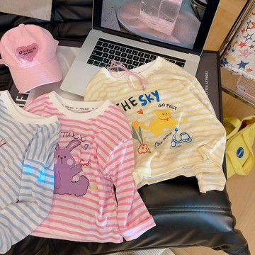 ✨臺灣出貨✨春夏兒童女童休閒長袖t恤薄款打底防曬衣親子款