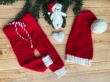 新生兒聖誕照片套裝，新生兒聖誕老人套裝，新生兒聖誕老人帽子