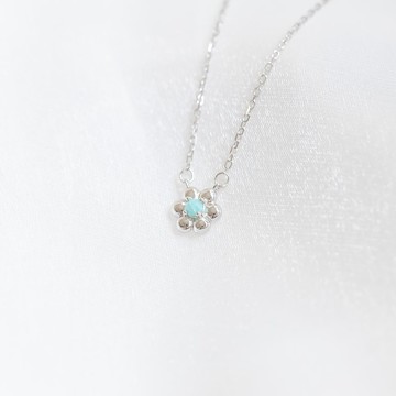 天河石925純銀波堤小花項鍊