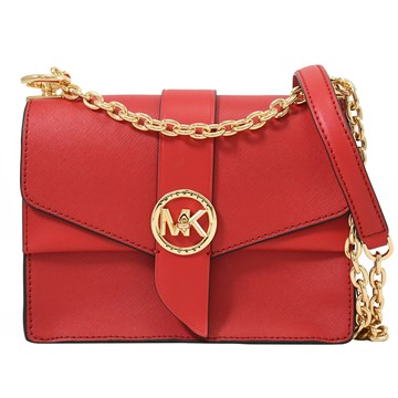 MICHAEL KORS Greenwich 金屬轉釦鍊帶斜背包.赤紅