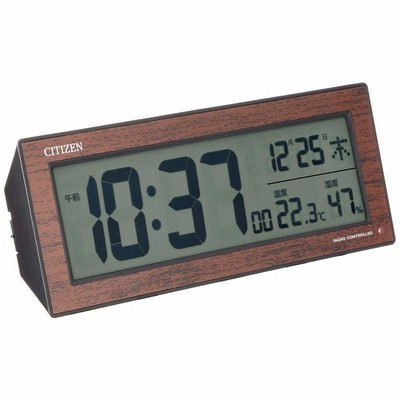 CITIZEN シチズン 目覚まし時計 電波時計 温度・湿度計付き ブラウン R195 8RZ195-023