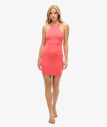 Superdry Women's Women's Jersey Racer Mini Dress Pink / Cayenne Pink - Size: 14 Size: 10