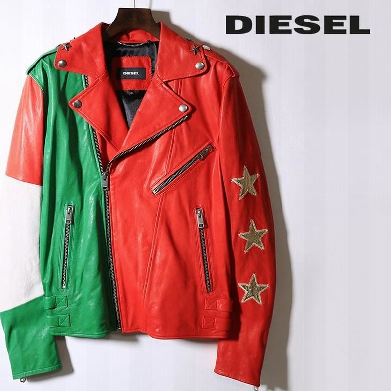 ディーゼル DIESEL ラムレザージャケット メンズ 羊革 本革 星スタッズ 