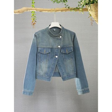 牛仔外套女2025新款春秋150cm小個子寬松個性設計感長袖正肩上衣