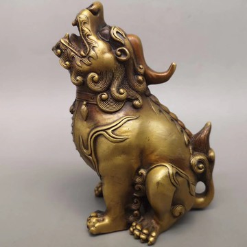 仿古純銅獨角獸貔貅朝天吼銅望天吼鎮宅招財瑞獸客廳書房桌面擺件