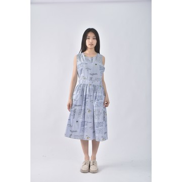 (S) le polka質感棉質條紋藍色洋裝二手衣