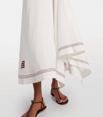 Alémais Magnolia embroidered linen midi dress
