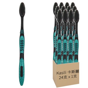 Kasili 卡斯麗 銀離子軟毛牙刷 M-5927 顏色隨機  24支  1支