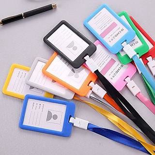 其他事務用品 糖果色證件卡 彩色PP工作證件套 證件卡吊牌 IC卡套 員工識別證 證件卡套 展覽證 胸牌 工作證掛牌