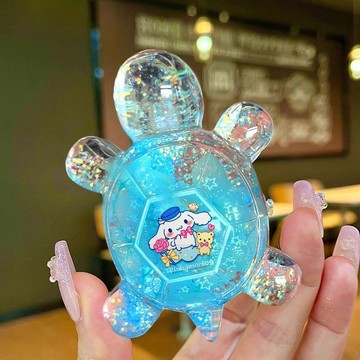 ✨臺灣出貨✨新款9.3cm大號流沙爆閃烏龜可愛三麗鷗亮晶晶小烏龜兒童熒光玩具