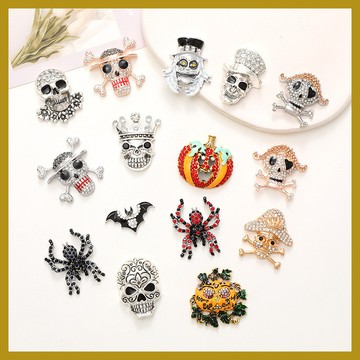 鑲鑽蜘蛛南瓜鬼頭配飾 百搭鋅閤金萬聖節飾品 diy配件 鑽扣配飾 手作材料 奶油膠配件 飾品材料 飾品配件 diy手機殼