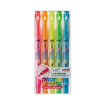 三菱 視窗螢光記號筆 雙頭 5色組 0.6~4.0mm/組 PUS-102T/5C