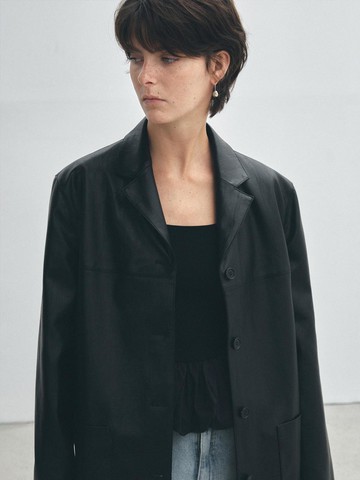 Classic Single Leather Jacket - Black