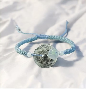 【願‧平安】冰種烏雞平安扣編織手鍊 | 天然緬甸A貨翡翠 | 送禮