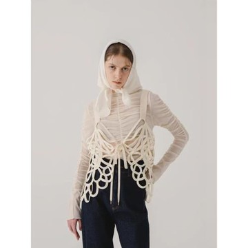 三色入 ep 設計感鉤花鏤空疊穿系帶蝴蝶形開衫吊帶背心女