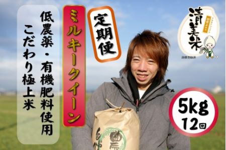 《定期便》5kg×12回 60kg 特別栽培米 ミルキークイーン 無洗米 低農薬 《食味値85点以上！こだわり極上無洗米》   福井県 あわら 北陸 米 お米 人気