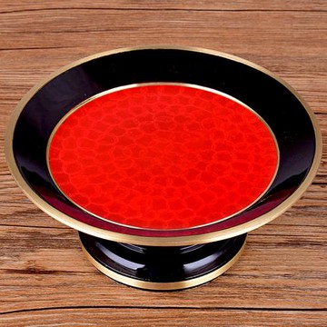 純供佛家用財神黃銅水果盤佛前觀音貢品供盤烤漆復古拜神果碟果盆