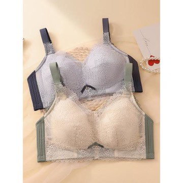 依曼麗無鋼圈聚攏文胸性感薄款大碼大胸顯小內衣女收副乳防下垂