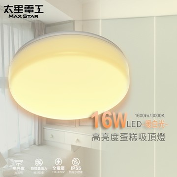 太星電工 LED高亮度蛋糕吸頂燈16W/暖白光 WHB916L