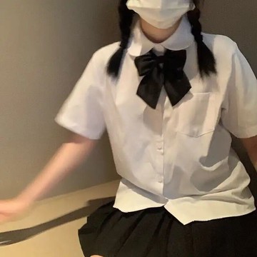日系學院風百搭女學生韓版襯衣奶白色基礎款jk制服可愛娃娃領襯衫