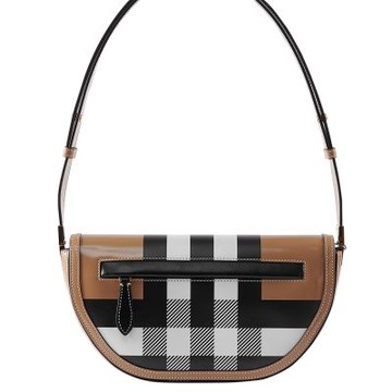BURBERRY 巴寶莉  Olympia 翻蓋肩背半月包-經典格紋