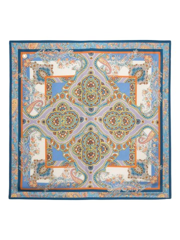 ETRO - graphic-print silk scarf - women - Silk - One Size - Blue