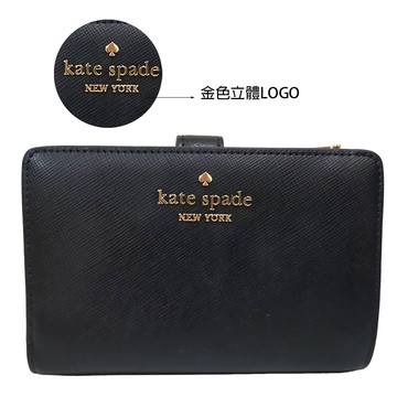 Kate Spade_ KS經典防刮皮革雙折釦式拉鍊中夾(多款可選/贈原廠紙袋)