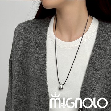 MIGNOLO💫蛋形水滴項鍊｜百搭 項鍊 蠟繩項鍊 長鍊 毛衣鍊 韓國連線 正韓 項鍊女 配飾 唯美項鍊