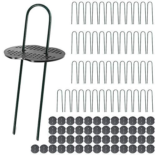 防草シート マルチ ザバーン 農業用ネット 固定用U字型ピン 黒丸付き 人工芝 おさえピン20cm (50本セット)