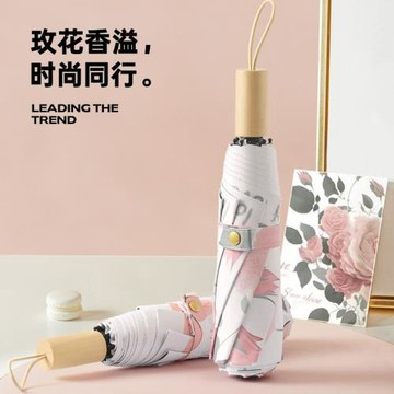 新品花朵小清新歐式手動實木柄折疊太陽傘防曬防紫外線晴雨傘批發