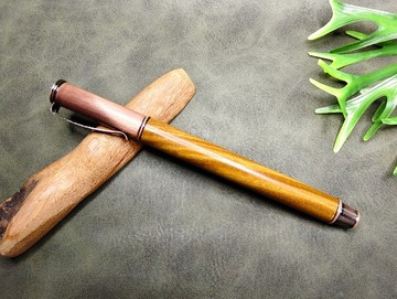 綠檀木 原木 手工筆 鋼珠筆( 拔蓋式)