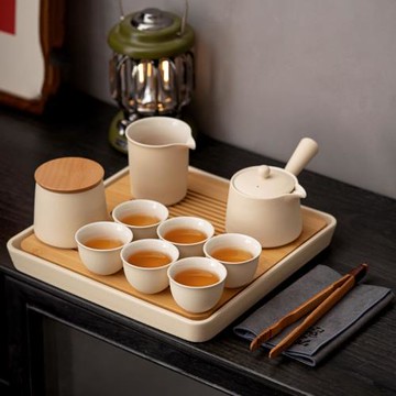 器汝堂家用功夫茶具套裝客廳簡約干泡茶盤輕奢現代陶瓷小套禮盒