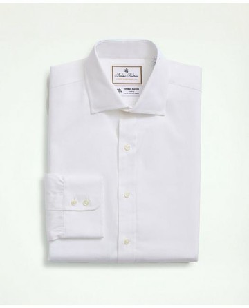 Brooks Brothers Men's X Thomas Mason Cotton Pinpoint Oxford English Collar Dress Shirt | White | Size 16 35