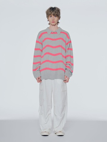 Stripe Buckle Half Zip-up