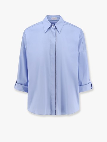 Cotton blend shirt with monili profile - BRUNELLO CUCINELLI - gender_Woman