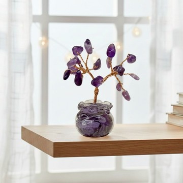 【埕米峰x御華生】月老水晶樹 2入組｜紫水晶 + 自選（9色可選）智慧之石 激發靈性 增強想像力 直覺 貴人守護 創造性 神秘 人際關係 溝通能力