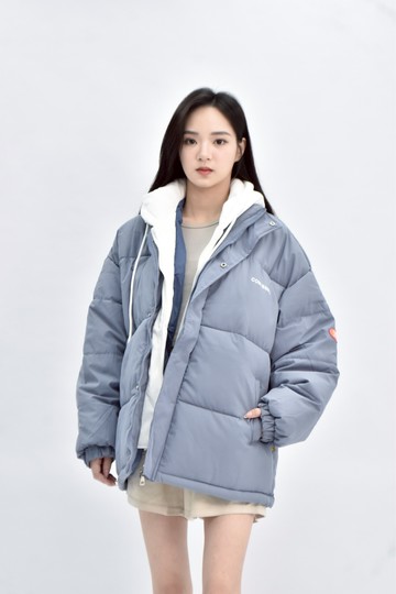 (2XL) ruiwen 假兩件連帽藍色外套