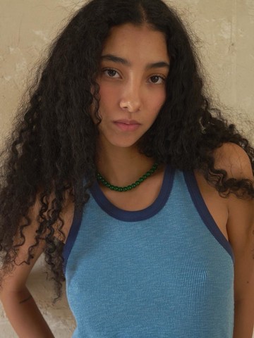Two-tone Rib Sleeveless Top_Blue