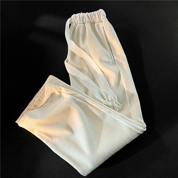 手工編織抽繩燈芯絨褲子男士寬松運動休閑bf純色直筒闊腿加絨長褲