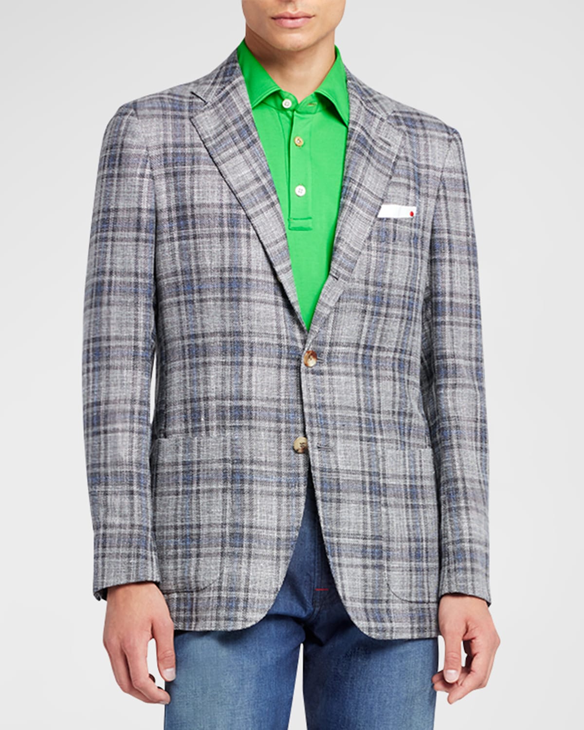 Men's Cashmere-Wool Plaid Sport Coat