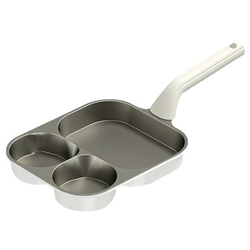 couselect 鈦陶瓷三合一早餐煎鍋/不粘鍋/平底鍋/牛排煎鍋/煎蛋鍋/漢堡鍋/煎餅鍋 電磁爐/燃氣灶/電熱爐適用 23 x 19 x 2.5cm 白色通用款  23cm  1個