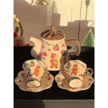 酥酥熊可愛茶壺杯碟女生生日禮物新婚喬遷訂婚伴手禮下午茶具套裝