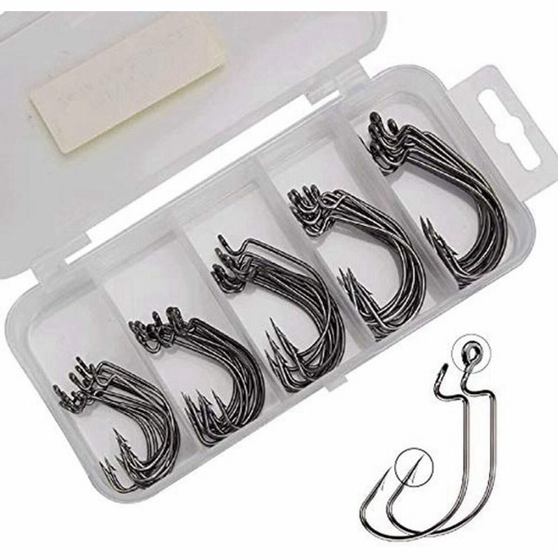 釣り針セット 高炭素鋼製 ワームフック 50本 5サイズ 各10本 オフセットフック ケース付き チニング バス釣り 釣具 釣り 用具 釣具 通販 Lineポイント最大0 5 Get Lineショッピング