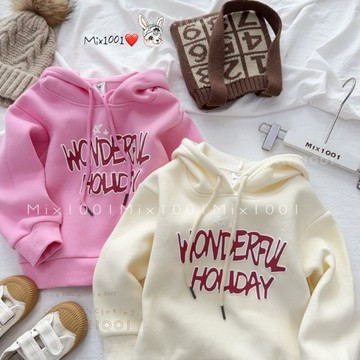 🌈✨mix1001 厚 小星星字母連帽上衣✨兒童磨毛後蝴蝶結🎀印圖上衣 5-17