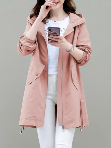 連帽中長款風衣女士2025春秋季新款韓版寬松大碼時尚百搭顯瘦外套鑫弘-素時衣櫥